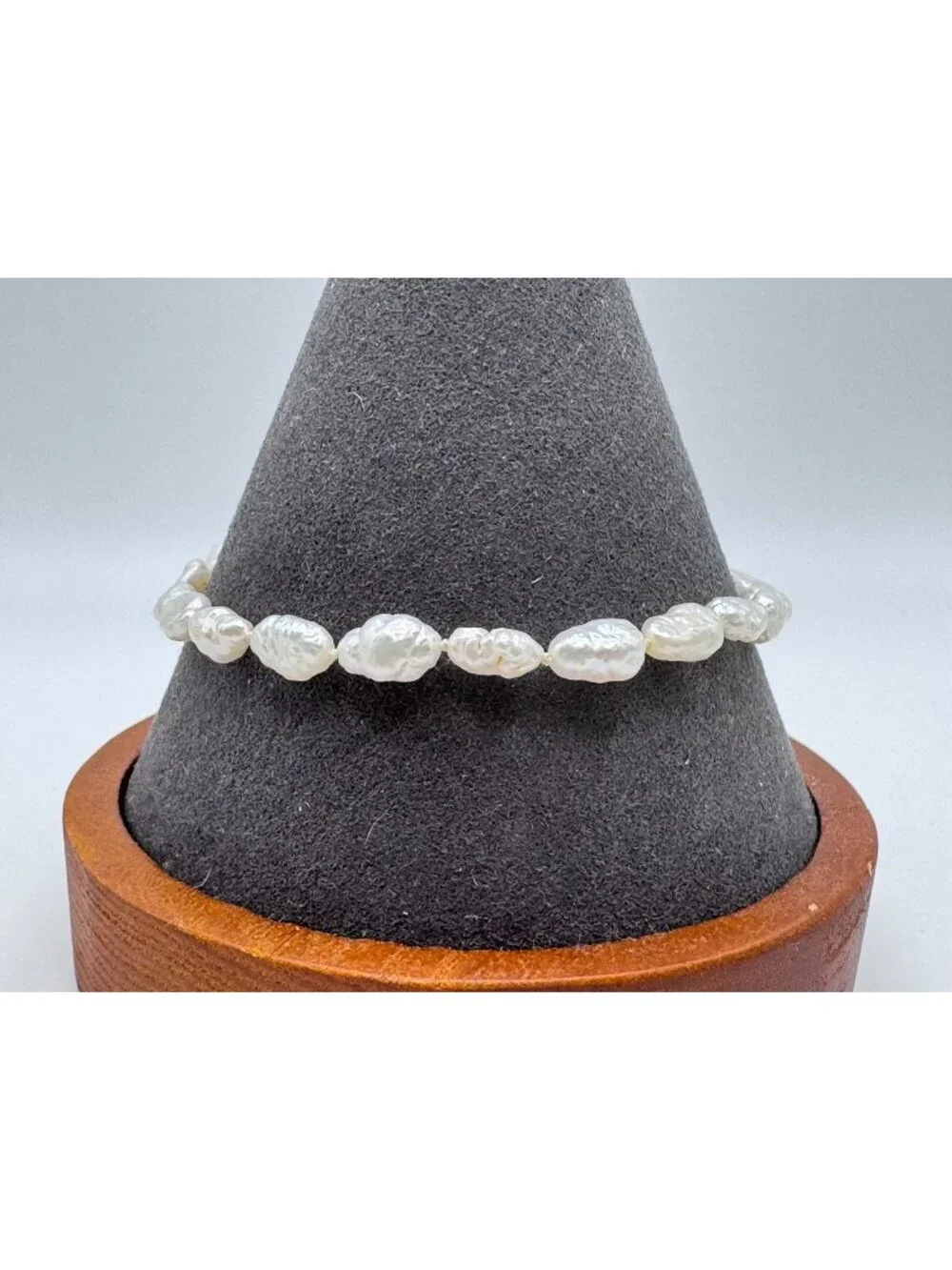 Boho Baroque Freshwater Pearl Nugget Link Bracelet Gold Tone Spring Ring Clasp